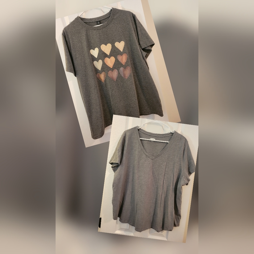 Old Navy Gray Tee & Shein Heart Design Tee